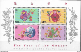 1992 Hongkong Mi  Bl 20 **MNH   Chinesisches Neujahr: Jahr Des Affen - Ungebraucht