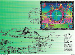 1992 UNO New York Mi. 629-32 Maxi- Karte  "EARTH SUMMIT `92" RIO De Janeiro BRAZIL 3-14 June 1992 - Cartoline Maximum