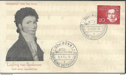 1959  Germany  Deutschland  Mi.315-9 FDC  Einweihung Der Beethovenhalle Bonn. - 1948-1960