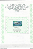 1980 Allem. Fed. Deutschland BDP Block-Gedenkblatt Nr. 2 " Philatelie Und Luftfahrt " - 1959-1980
