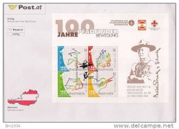 2007  Austria  Östereich Mi. Bl. 36  FDC  100 Jahre Pfadfinder - FDC