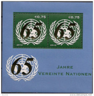 2010 UNO Wien Mi.  Bl 28 **MNH   65 Jahre Vereinte Nationen - Ungebraucht