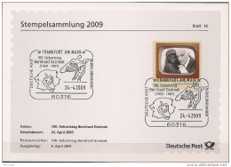 2009 Deuschland Germany   Mi. 2731  Stempelkarte Blatt 16  "100. Geburtstag Von Bernhard Grzimek." - 2001-2010