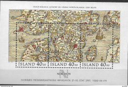 1990 Island Mi. Bl 11 **MH   Tag Der Briefmarke; Internationale Briefmarkenausstellung NORDIA ’91, Reykjavík. - Hojas Y Bloques