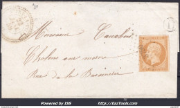 FRANCE N°13A SUR LETTRE PC 3750 VITRY LA VILLE MARNE + CAD PERLÉ DU 22/01/1859 - 1853-1860 Napoleon III