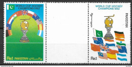 1982 Pakistan Mi. 564-5**MNH   Hockey-Weltmeisterschaft, Mumbai (Indien). - Pakistan