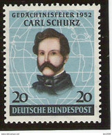 1952  Allem. Fed. Deutschland Germany Mi. 155 **MNH   100. Jahrestag Der Landung Von Carl Schurz In Amerika. - Ungebraucht