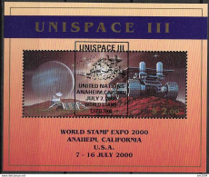 1999 UNO New York   Mi. Bl. 16I FD-used    UNISPACE III  World Stamp EXPO 2000 Anaheim, Califormia - Blocks & Sheetlets