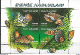 2002 Türkei   Mi. Bl. 49 **MNH  Muscheln Und Meeresschnecken. - Neufs