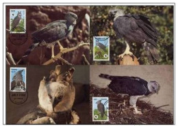 Guyana 1990 WWF W.W.F. Maximum Cards Eagle Set X4 Fauna Bird Birds - Cartes-maximum