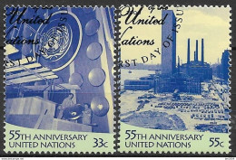 2000 UNO NEW YORK MI.837-8 Used   55 Jahre Vereinte Nationen (UNO): 50. Jahrestag Der Einweihung Des UNO-Hauptquartiers - Used Stamps