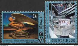 2000 UNO NEW YORK MI.835-6 Used   Gemäldeausstellung „Unsere Welt Im Jahr 2000“, New York. - Usados