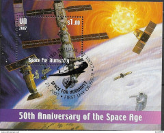 2007 UNO NEW YORK MI. Bl. 27 Used   50 Jahre Weltraumfahrt - Hojas Y Bloques