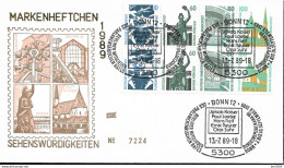 1989  Germany Deutschland  Mi H Bl. 31 FDC Oben +unten  Geschnitten  Sehenswürdigkeiten - 1981-1990