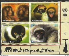 2007  UNO Genf Mi. 561-4**MNH  Gefährdete Arten : Primaten. - Nuevos