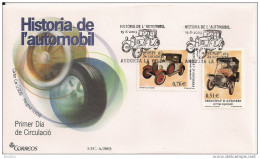 2003 Andorra Spanien    Mi. 304-5  FDC   Geschichte Des Automobilbaus - Lettres & Documents