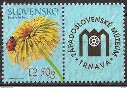 2014 Slowakei  Mi. 739ZF  **MNH   Löwenzahn (Taraxacum Sp.), Siebenpunkt-Marienkäfer (Coccinella Septempunctata) - Ungebraucht