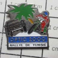 713G Pin's Pins / Beau Et Rare / AUTOMOBILES / RALLYE DE TUNISIE OPTIC 2000 AUTO MOTO PALMIER - Rally