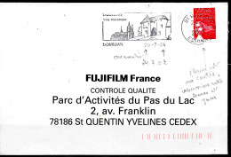 Lettre De 91 Dourdan Avec Anomalie Dans Le T à D (date à La Place De L'heure) 20-7-24 Sous La Flamme - Cartas & Documentos