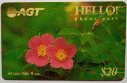 Canada $20 AGT Hello Phonecard - Alberta Wild Rose - Canada