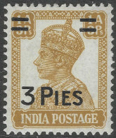 India. 1946 KGVI, Surcharge. 3p On 1a3p MH. SG 282 - 1936-47 Koning George VI