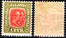 ICELAND / ISLAND 1907 Kings. 1E Watermark Crown, MVLH OG - Unused Stamps