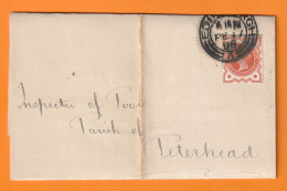 1896 - QV - Formulaire Imprimé Plié De La Paroisse D'EDINBURGH Vers The Inspector Of Poor, Peterhead, Ecosse - Marcophilie