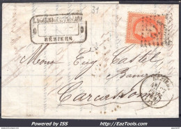 FRANCE N°31 SUR LETTRE GC 472 BEZIERS HERAULT + CACHET A DATE DU 27/02/1869 - 1863-1870 Napoléon III Lauré