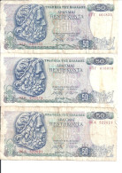 GRECE 50 DRACHMAI 1978 VG+ P 199 ( 3 Billets ) - Grèce