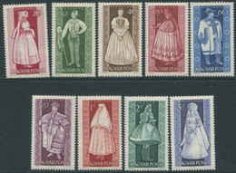 HUNGARY 1963 Regional Costumes  MNH / **.  Michel 1954-62 - Unused Stamps