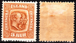 ICELAND / ISLAND 1915 Kings, 3A, Wmk Crosses, MHOG - Unused Stamps