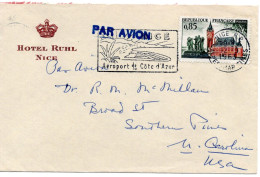 70814 - Frankreich - 1963 - 0,85F Calais EF A LpBf NICE - ... -> Southern Pines, NC (USA) - Lettres & Documents