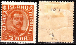 ICELAND / ISLAND 1920 Christian X, 3A, Wmk Crosses, MHOG - Neufs