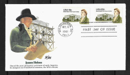 1981 Joint USA And Ireland, FDC USA  WITH STAMPS 18 + 20 CENTS: James Hoban - Joint Issues