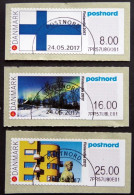 DENMARK 2017  FINLANDIA 2017: Strip Of 3 ATM Labels (O)   MiNr.102-04      ( Lot  H  1981 ) - Vignette [ATM]