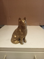 Statuette De Chien Ancienne En Bronze Doré Hauteur 11 Cm - Bronces