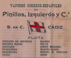 1914 NAVIGATION CONNAISSEMENT CONOCIMIENTO « Pinillos Izquierdo Y C.a » Cadiz Espagne Pour  Santos Brésil Cargaison Vin - Espagne