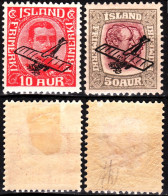 ICELAND / ISLAND 1928-29 Airmail: Plane Overprint. Complete Set, MVLH / MNH Lot #2 - Luftpost