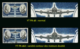 FRANCE - YT PA 46 D - VARIETE CONTOUR DES MOTEURS DOUBLE - POSTE AERIENNE - TIMBRE OBLITERE - Used Stamps