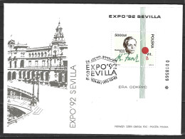 POLOGNE. BF 126 De 1992 Sur Enveloppe 1er Jour. Expo'92. - 1992 – Sevilla (Spanje)