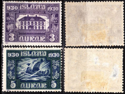 ICELAND / ISLAND 1930 Althing (Parliament) Millenary. 3A, 5A. Short, MHOG - Autres & Non Classés