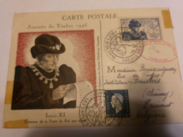 Yver Et Tellier N°743 Et 684 Sur Carte Postale ( Journée Du Timbre 1945 ). - Other & Unclassified