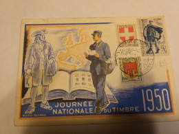 Yver Et Tellier N°863,836 Et 837 Sur Carte Postale ( Journée Du Timbre 1950). - Altri & Non Classificati