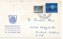 70831 - Bund - 1960 - 40Pfg CEPT '60 MiF A Bf SoStpl ELMSHORN - BRIEFMARKEN-AUSSTELLUNG ... -> Sunland, CA (USA) - Lettres & Documents