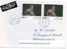 70834 - Frankreich - 1993 - 2@5F Bacon (1x Kl Eckbug Re O) A LpBf ST GENIS -> Farmingdale, NY (USA) - Other & Unclassified