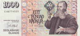 Iceland Island 1000 Kronur Krona 2001 UNC - Iceland