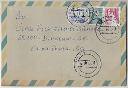 Brazil 1975 Cover Sent From Feira De Santana To Blumenau Definitive Stamp jangadeiro Prospector And Rubber Tapper - Briefe U. Dokumente