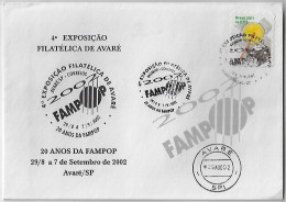 Brazil 2002 Commemorative Cover And Postmark 4th Avaré Philatelic Exhibition 20 Years Of FAMPOP Avaré Popular Music Fair - Covers & Documents