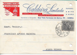 Portugal , 1954 ,  CALDEIRA LIMITADA ,  Wine VALBELO , Liquor Factory , Ambulância Leste I  Postmark , Commercial Mail - Portugal