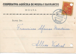 Portugal , 1962 ,  COOPERATIVA AGRÍCOLA  DE MOURA E BARRANCOS  ,  Moura  Postmark , Commercial Mail - Portugal